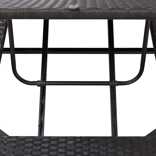 Ligbed met kussen poly rattan zwart MeubelReus