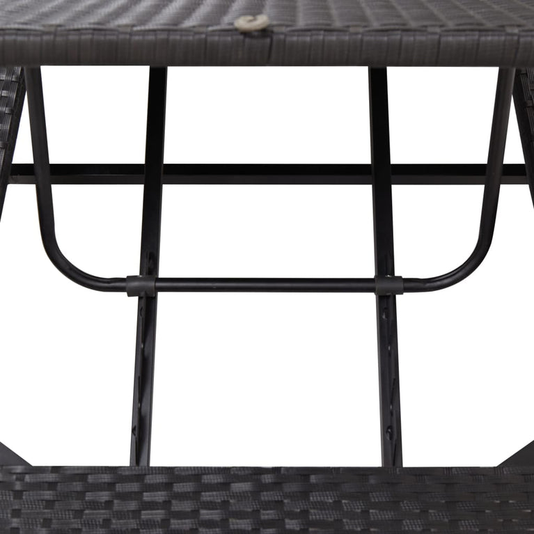 Ligbed met kussen poly rattan zwart MeubelReus