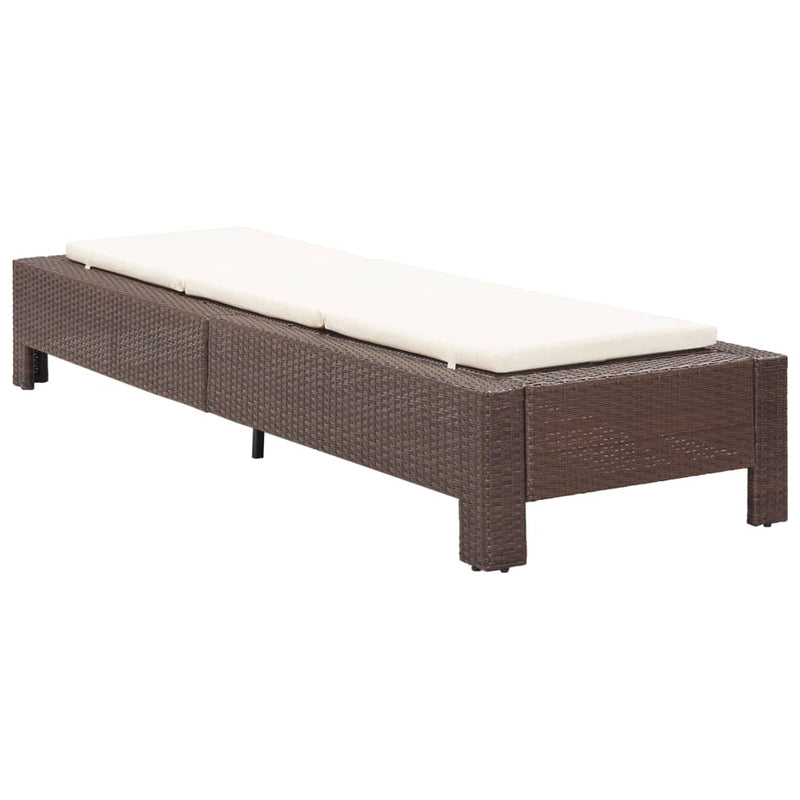 Ligbed met kussen poly rattan bruin MeubelReus