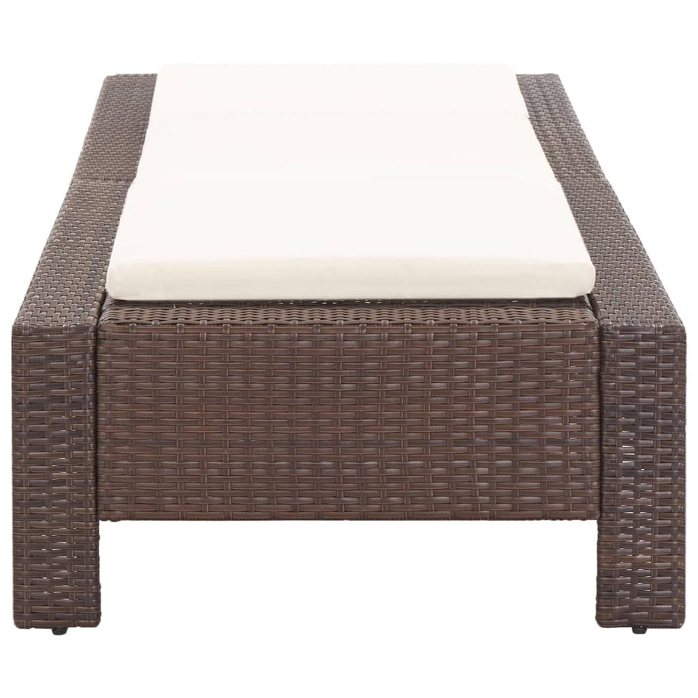 Ligbed met kussen poly rattan bruin MeubelReus