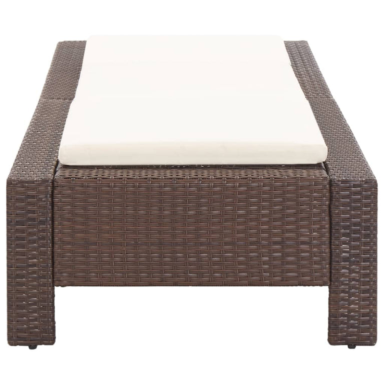 Ligbed met kussen poly rattan bruin MeubelReus
