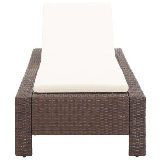 Ligbed met kussen poly rattan bruin MeubelReus