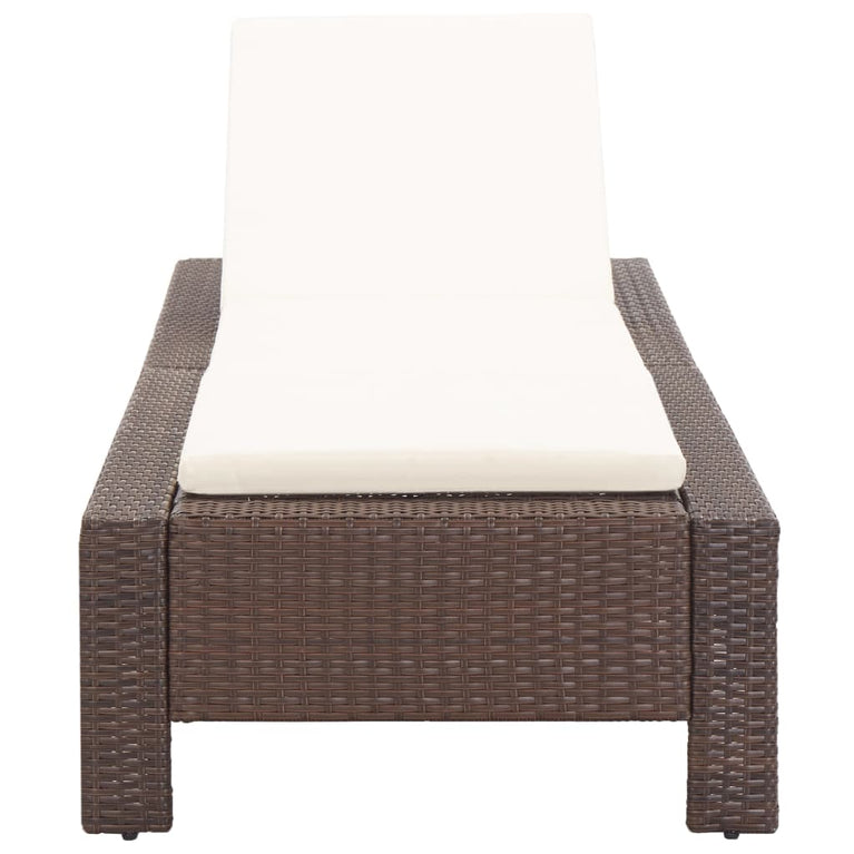 Ligbed met kussen poly rattan bruin MeubelReus