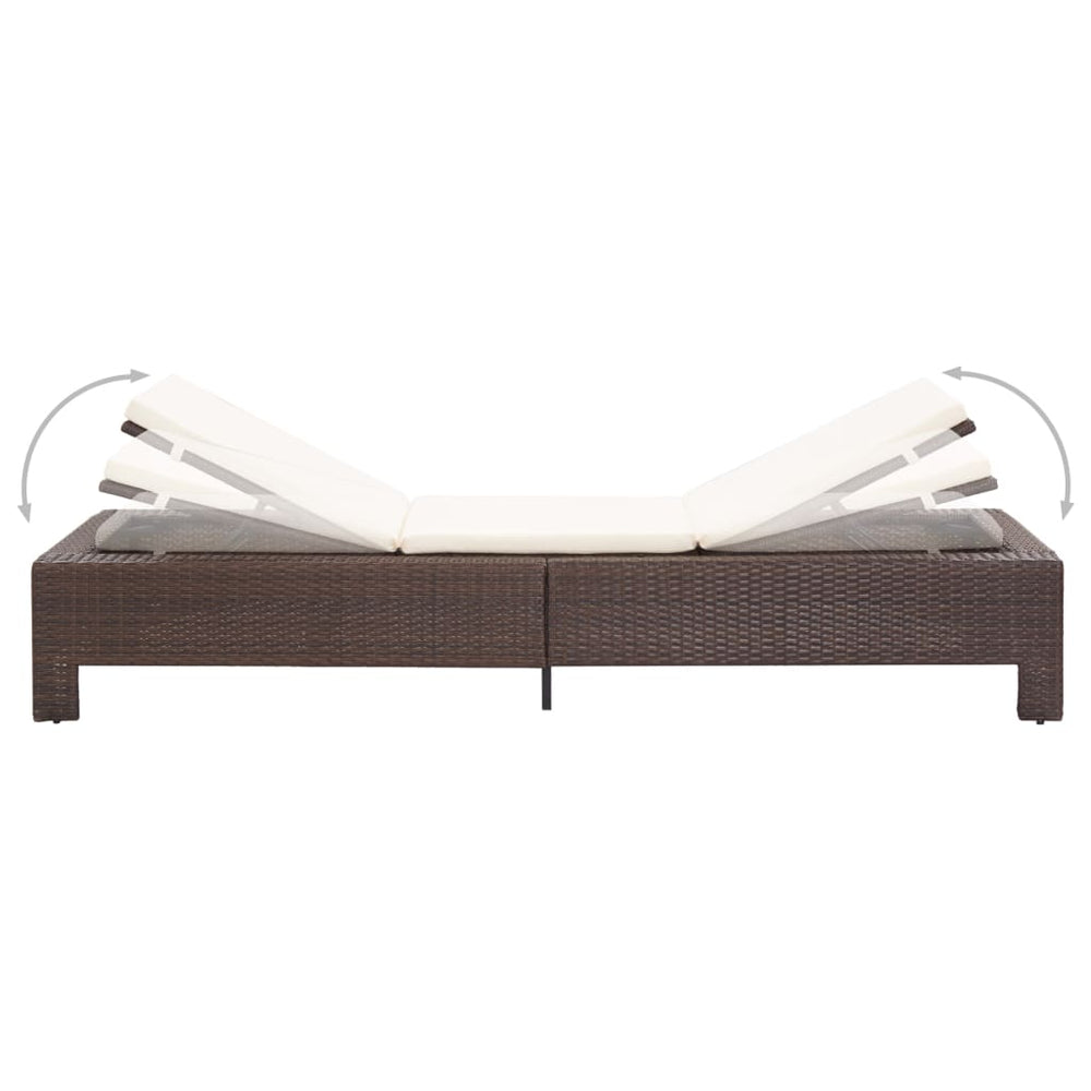 Ligbed met kussen poly rattan bruin MeubelReus