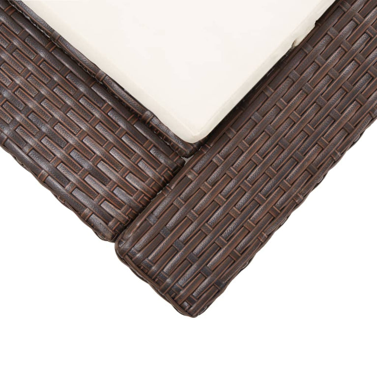 Ligbed met kussen poly rattan bruin MeubelReus