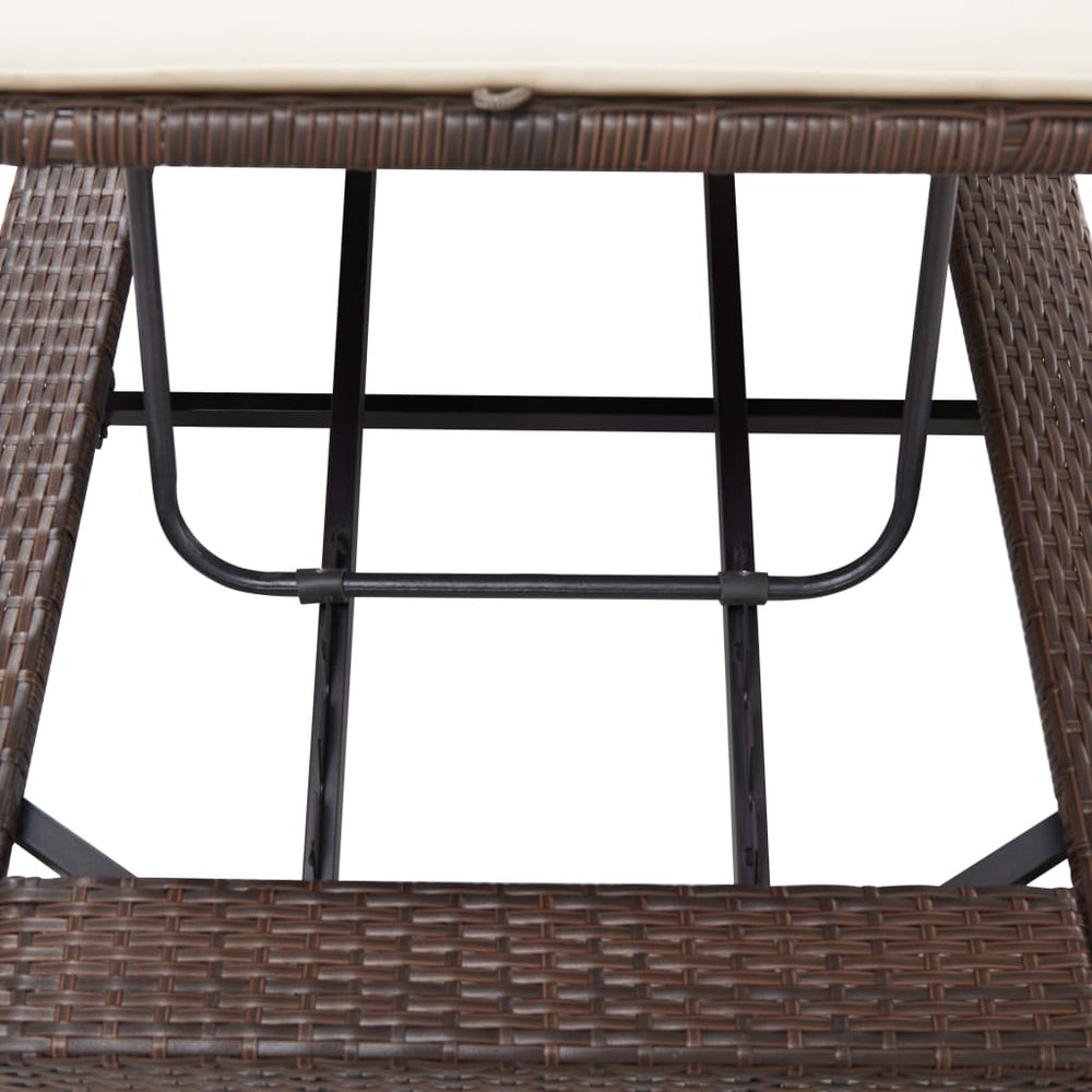 Ligbed met kussen poly rattan bruin MeubelReus