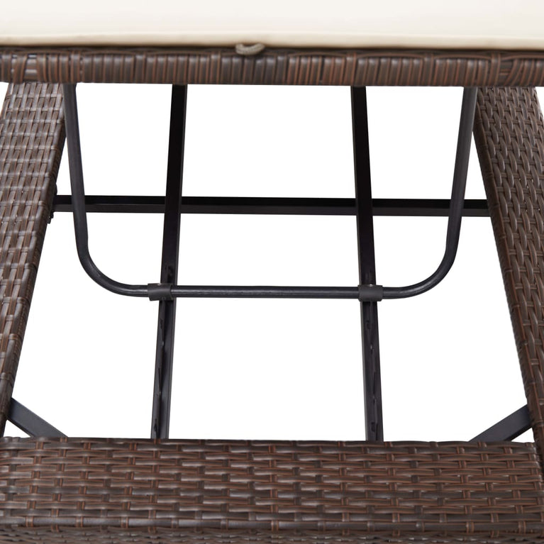 Ligbed met kussen poly rattan bruin MeubelReus