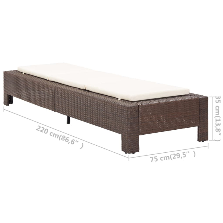 Ligbed met kussen poly rattan bruin MeubelReus