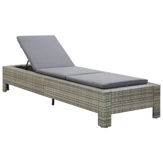 Ligbed met kussen poly rattan grijs MeubelReus