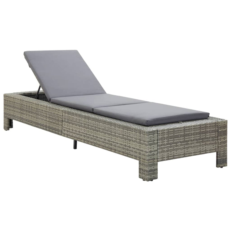 Ligbed met kussen poly rattan grijs MeubelReus