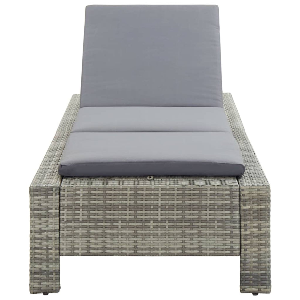 Ligbed met kussen poly rattan grijs MeubelReus