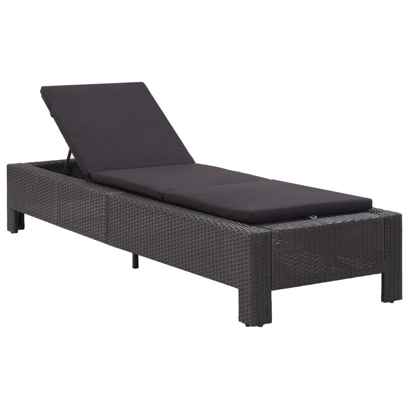 Ligbed met kussen poly rattan zwart MeubelReus