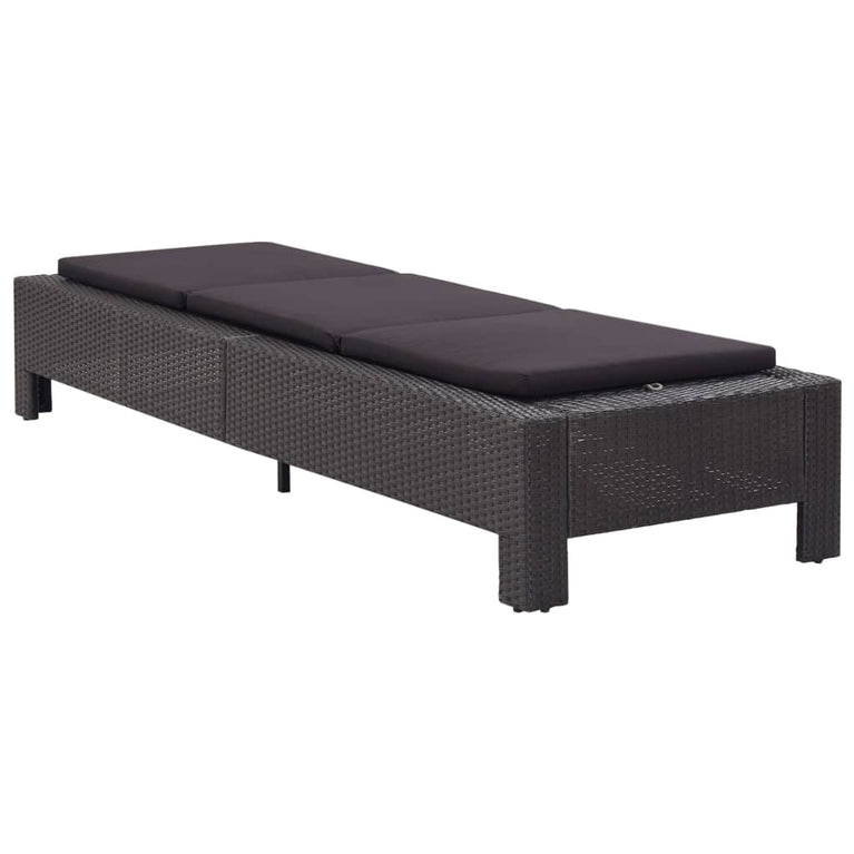 Ligbed met kussen poly rattan zwart MeubelReus