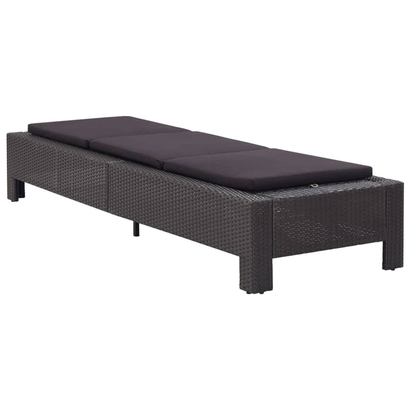 Ligbed met kussen poly rattan zwart MeubelReus