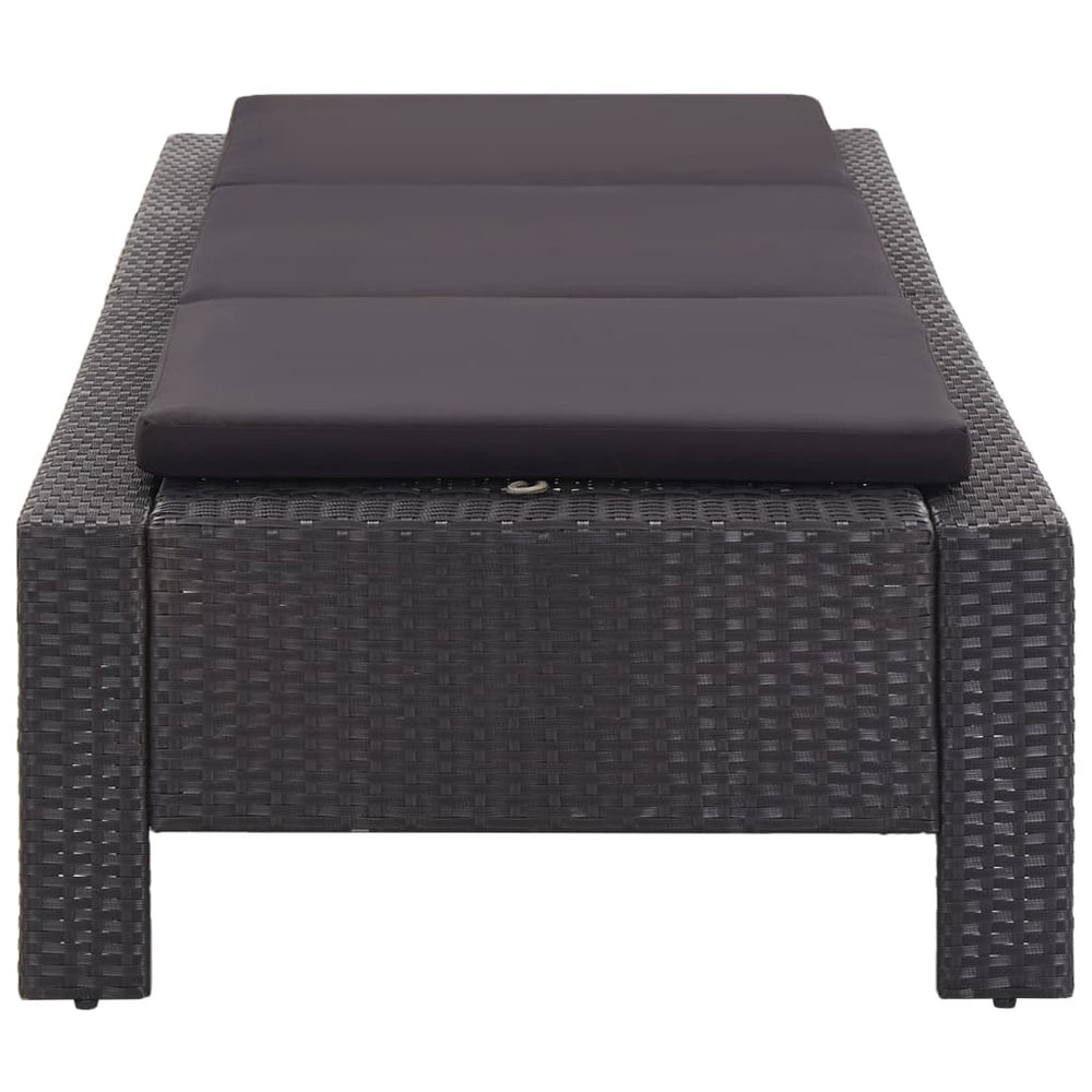 Ligbed met kussen poly rattan zwart MeubelReus