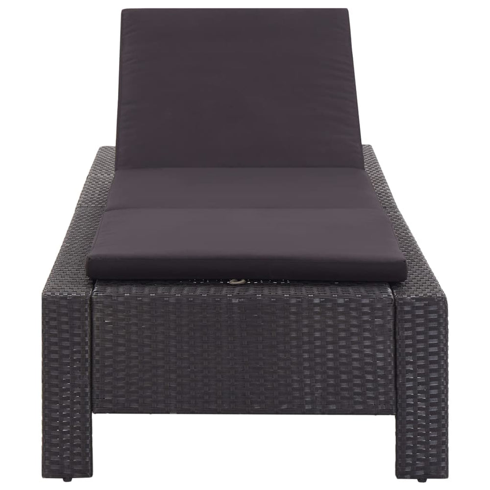 Ligbed met kussen poly rattan zwart MeubelReus