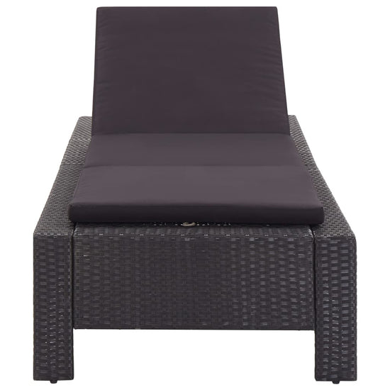 Ligbed met kussen poly rattan zwart MeubelReus