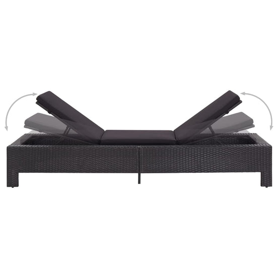 Ligbed met kussen poly rattan zwart MeubelReus