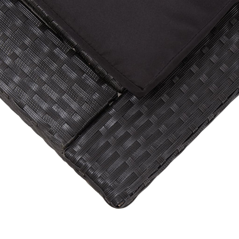 Ligbed met kussen poly rattan zwart MeubelReus