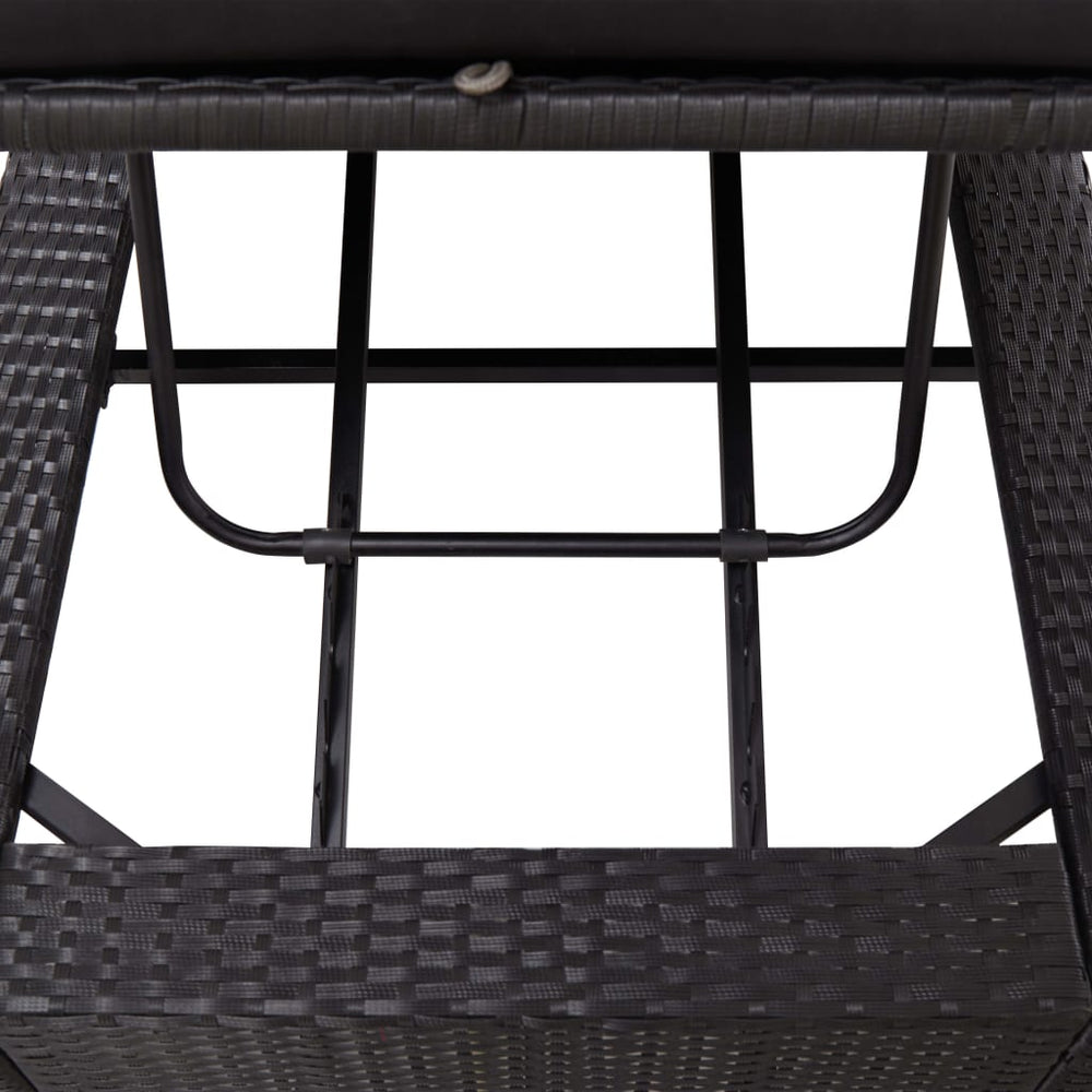 Ligbed met kussen poly rattan zwart MeubelReus