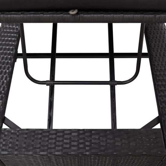 Ligbed met kussen poly rattan zwart MeubelReus