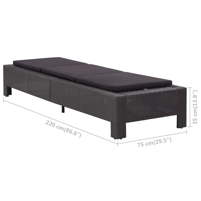 Ligbed met kussen poly rattan zwart MeubelReus