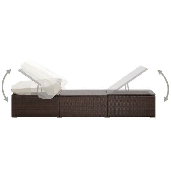 Ligbed met luifel en kussen poly rattan bruin MeubelReus