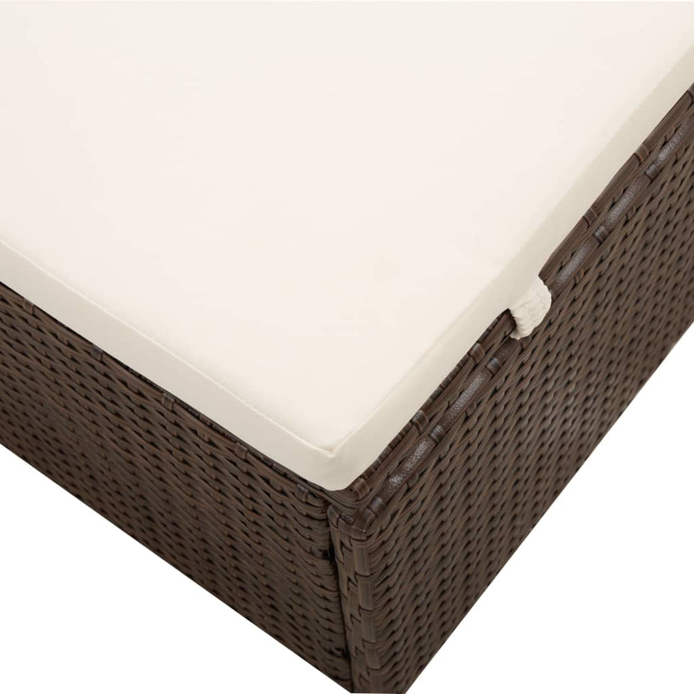 Ligbed met luifel en kussen poly rattan bruin MeubelReus