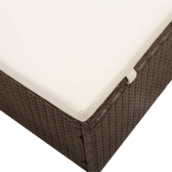 Ligbed met luifel en kussen poly rattan bruin MeubelReus