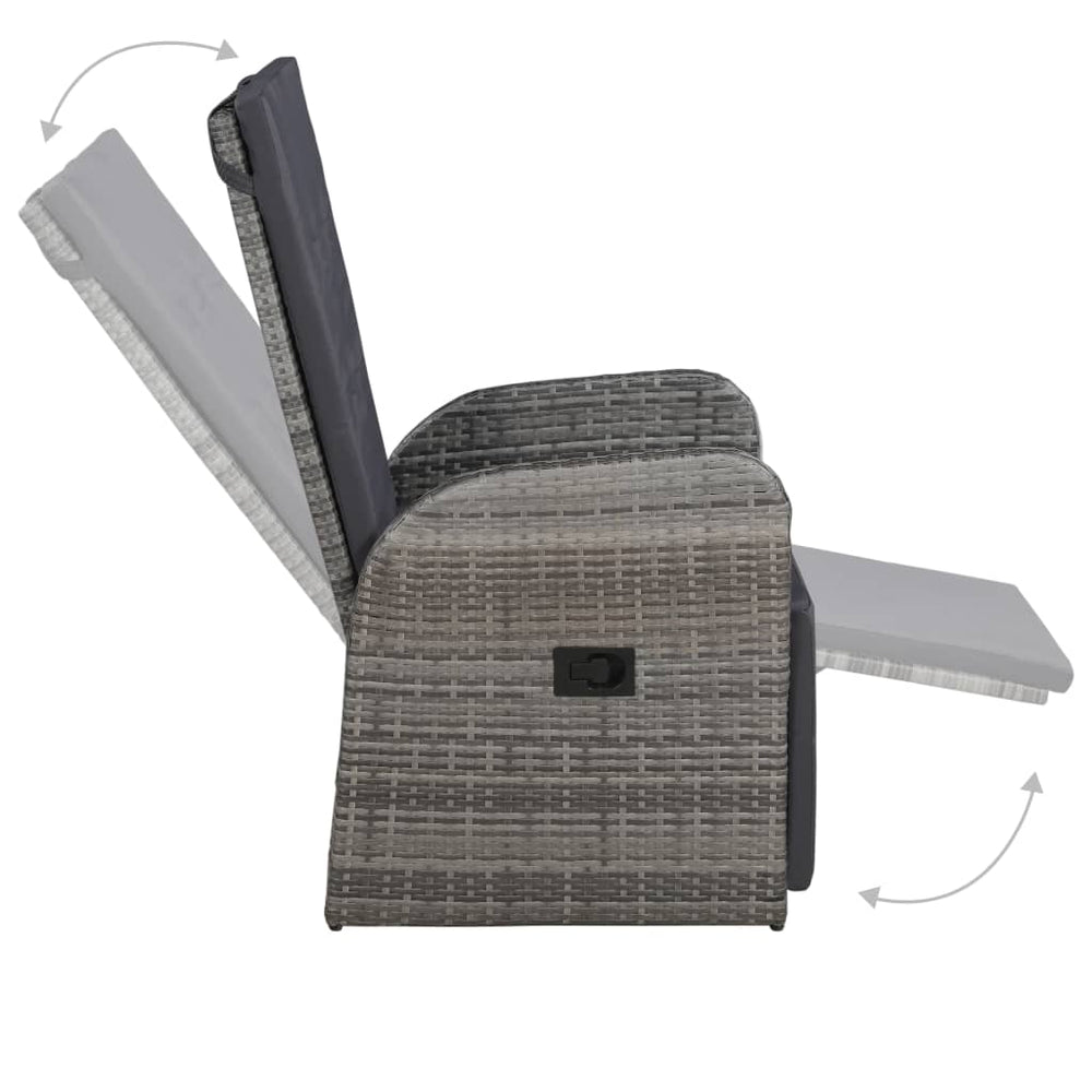 3-delige Bistroset met kussens poly rattan grijs MeubelReus