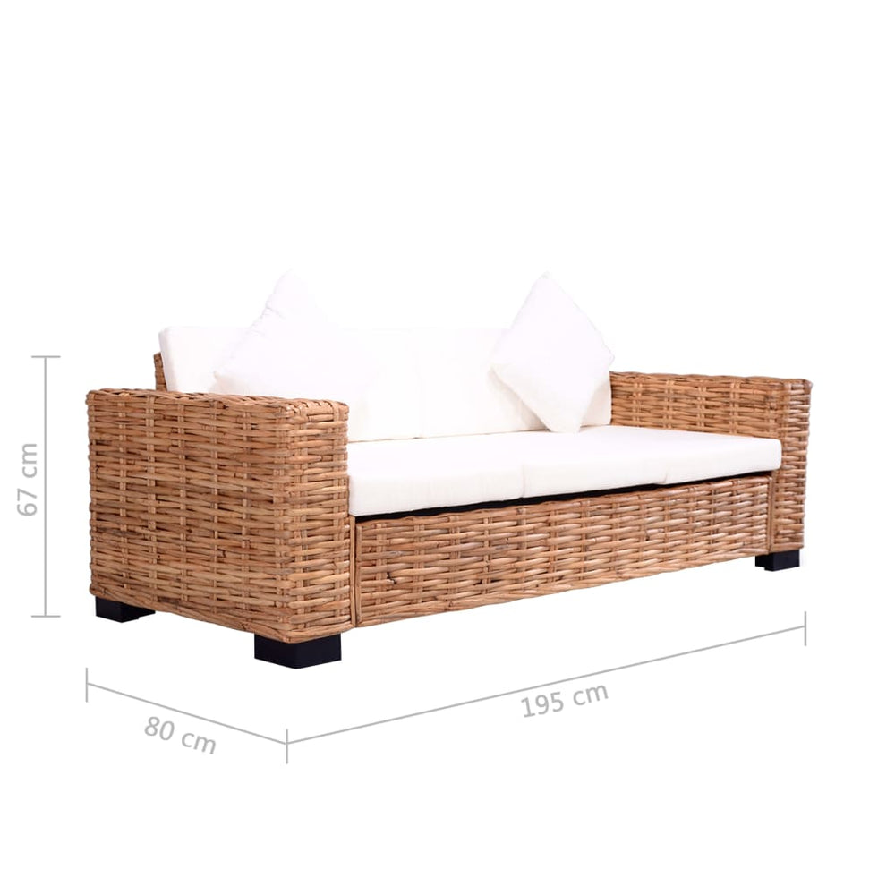 2-delig Bankstel met kussens natuurlijk rattan MeubelReus