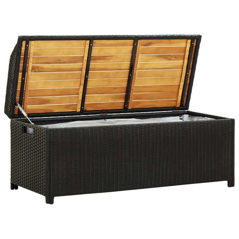 Tuinopbergbank 120 cm poly rattan zwart MeubelReus