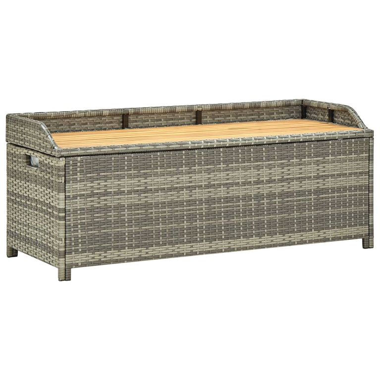 Tuinopbergbank 120 cm poly rattan grijs MeubelReus