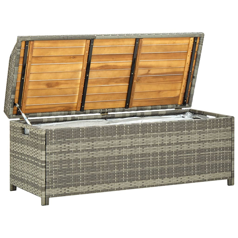 Tuinopbergbank 120 cm poly rattan grijs MeubelReus