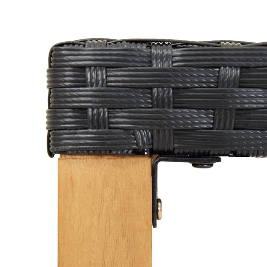 Tuinbank 120 cm poly rattan en massief acaciahout zwart MeubelReus