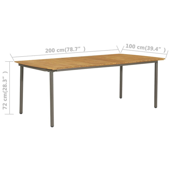 Tuintafel 200x100x72 cm massief acaciahout en staal MeubelReus