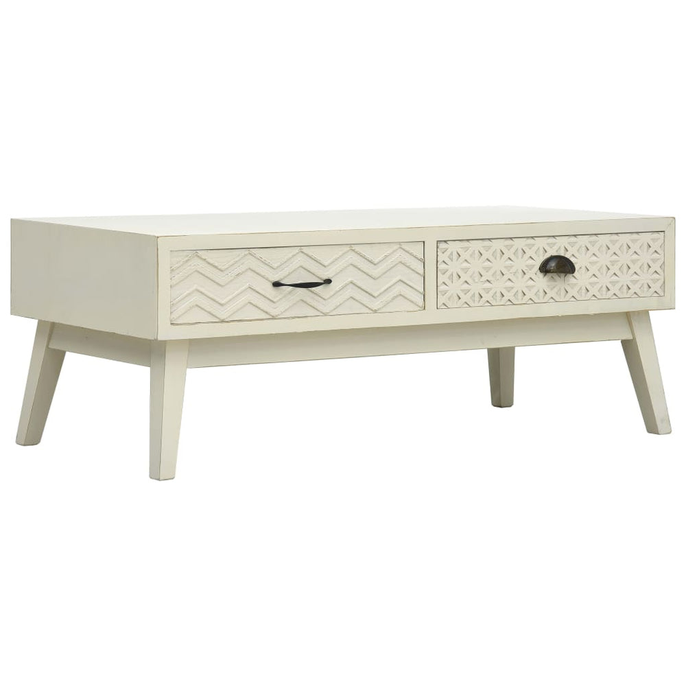 Salontafel met 2 lades 110x50x40 cm bewerkt hout grijs MeubelReus