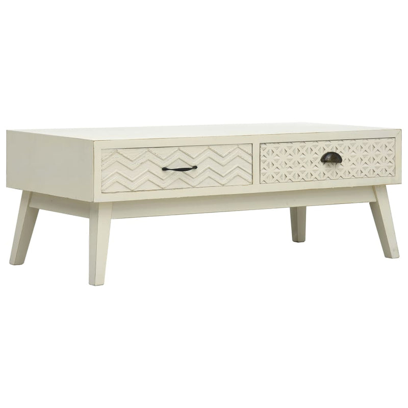Salontafel met 2 lades 110x50x40 cm bewerkt hout grijs MeubelReus