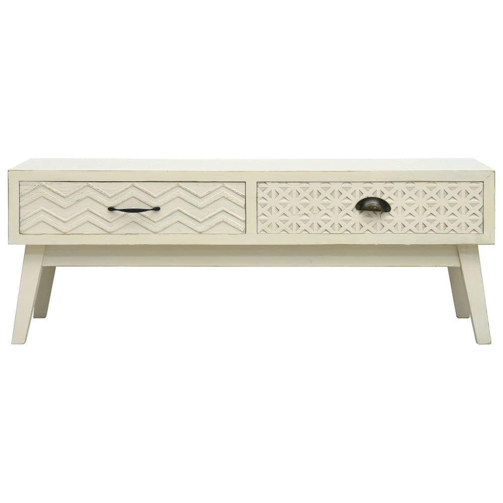 Salontafel met 2 lades 110x50x40 cm bewerkt hout grijs MeubelReus