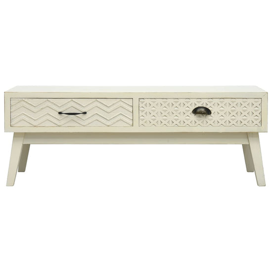 Salontafel met 2 lades 110x50x40 cm bewerkt hout grijs MeubelReus