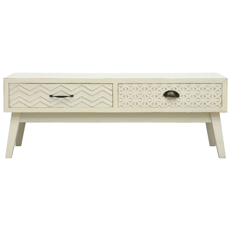 Salontafel met 2 lades 110x50x40 cm bewerkt hout grijs MeubelReus
