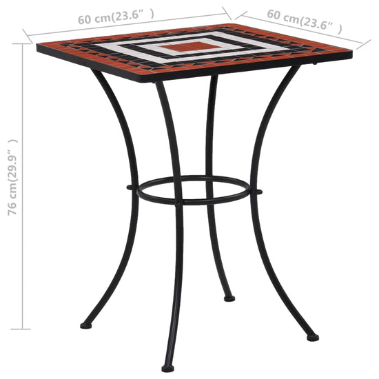 Bistrotafel mozaïek 60 cm keramiek terracottakleurig en wit MeubelReus