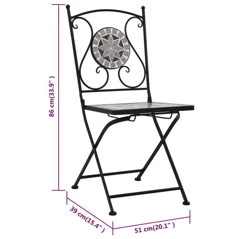Bistrostoelen mozaïek 2 st grijs MeubelReus