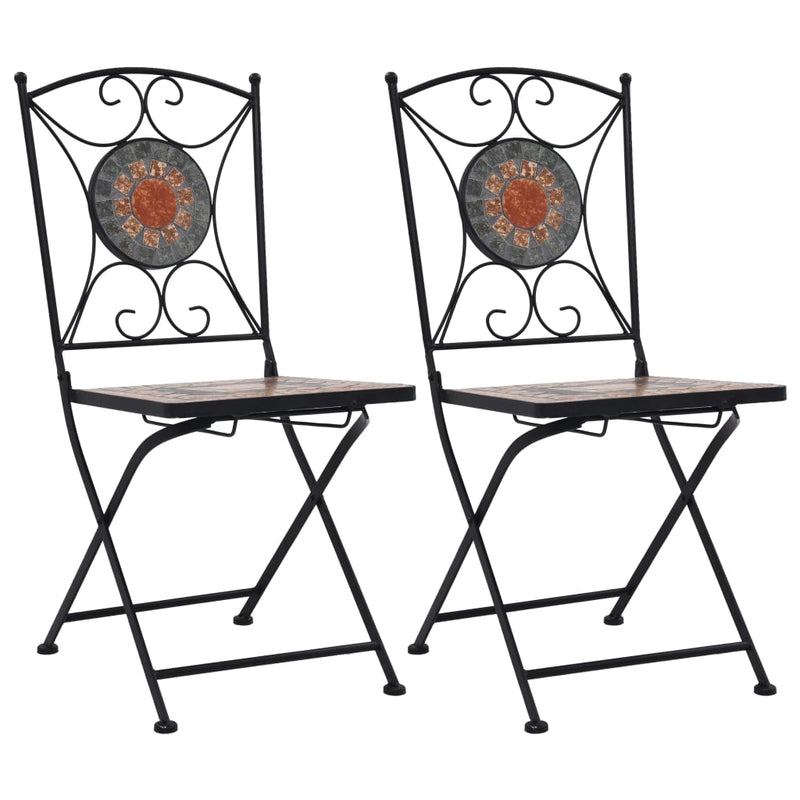 Bistrostoelen mozaïek 2 st oranje en grijs MeubelReus