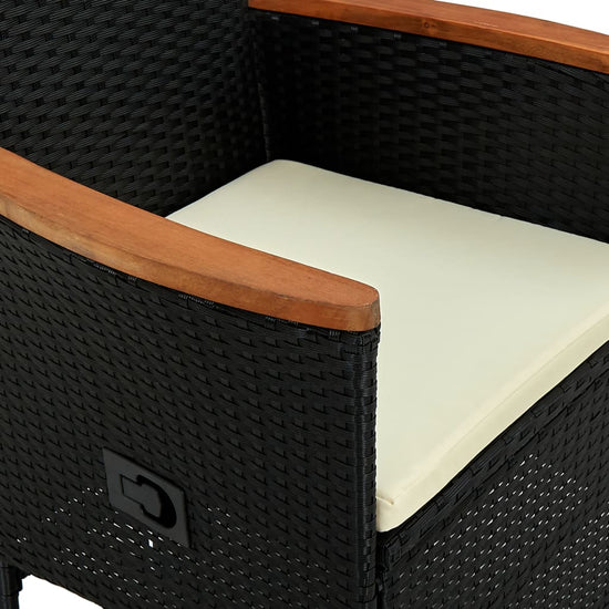 7-delige Tuinset poly rattan acaciahout zwart MeubelReus