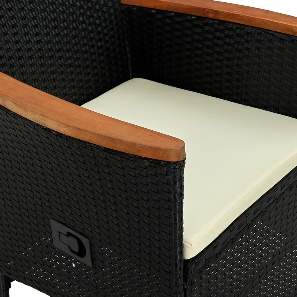 9-delige Tuinset poly rattan acaciahout zwart MeubelReus