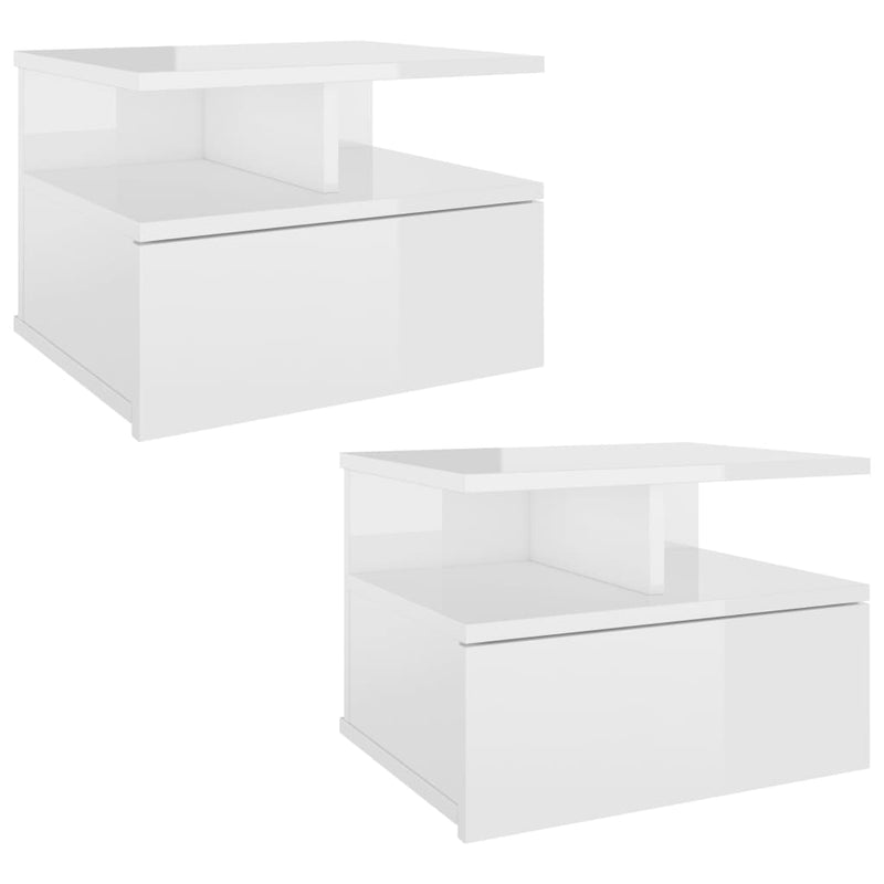 Nachtkastjes 2 st 40x31x27cm bewerkt hout hoogglans wit MeubelReus
