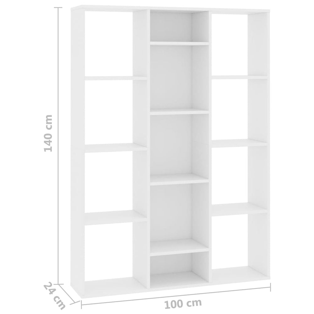 Kamerscherm/boekenkast 100x24x140 cm bewerkt hout wit MeubelReus