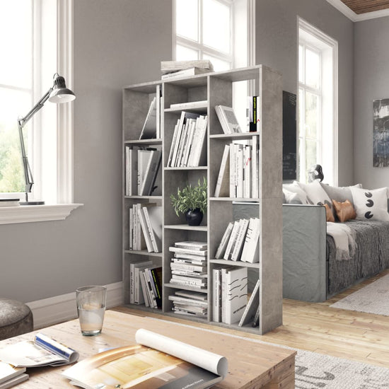 Kamerscherm/boekenkast 100x24x140 cm bewerkt hout betongrijs MeubelReus