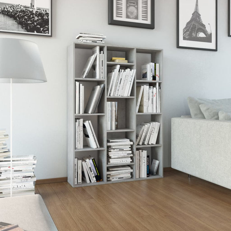 Kamerscherm/boekenkast 100x24x140 cm bewerkt hout betongrijs MeubelReus